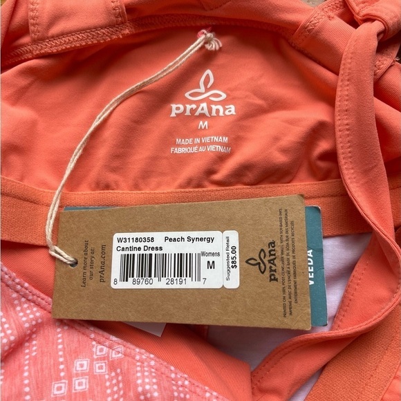 Prana Cantine Stretch Jersey Mini Dress Peach Orange Size Medium Beach - Picture 6 of 6